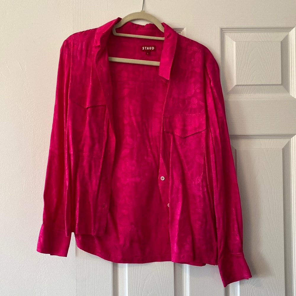 STAUD Button Down Blouse and Wide Leg Pants Set